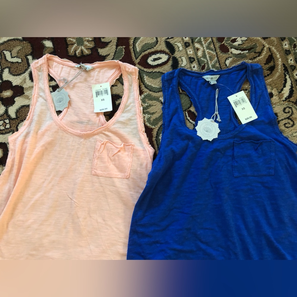 Lucky brand two tanks, NWT, xs, blue and pink